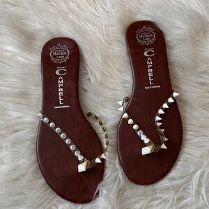 JEFFREY CAMPBELL IBIZA LOVE Spike Leather Flip-Flops Flat Thong Sandals size 39